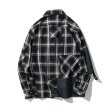 画像5: men's plaid sleeves stitching denim shirt men and women ユニセックス男女兼用チェック＆デニムパッチワーク付きシャツ (5)