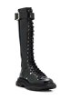 画像7:  women's Race up Long boots　レースアップレザー 厚底ロングブーツ (7)