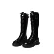 画像11:  women's Race up Long boots　レースアップレザー 厚底ロングブーツ (11)