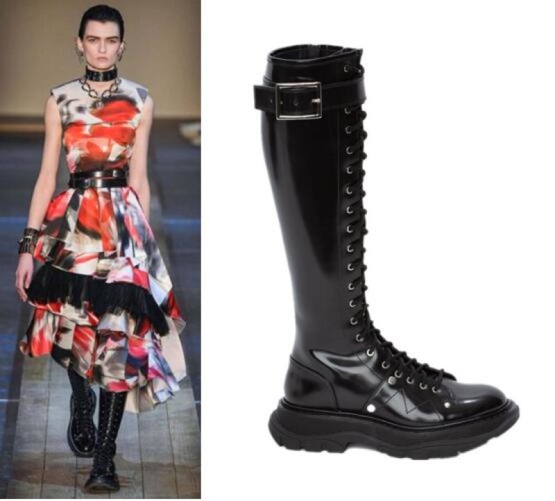 画像2:  women's Race up Long boots レースアップレザー 厚底ロングブーツ (2)