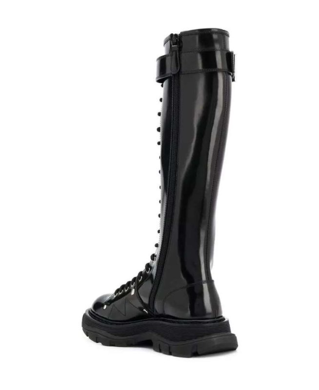 画像9:  women's Race up Long boots レースアップレザー 厚底ロングブーツ (9)