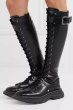 画像5:  women's Race up Long boots　レースアップレザー 厚底ロングブーツ (5)