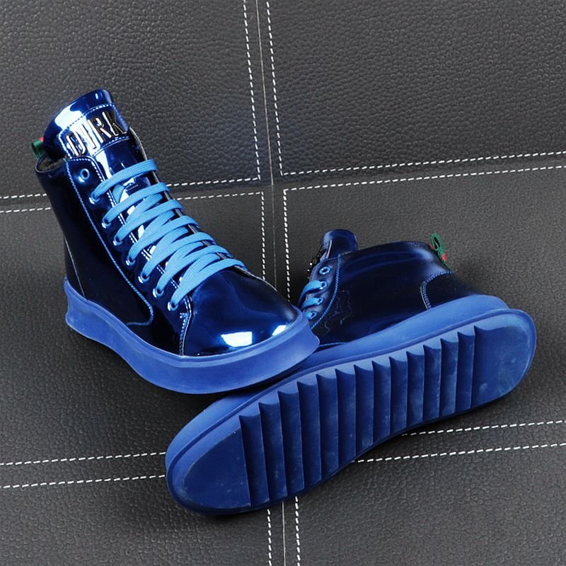 画像4:  Men's Leather lace-up gold hip hop sneakers  shoes  レザーレースアップゴールドスニーカーカジュアル シューズ  (4)