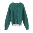 画像4: Women's  waist stitching lace side fashion long-sleeved round neck wild sweater ウエストステッチレースサイドファッション長袖ラウンドネックセータープルオーバー　 (4)