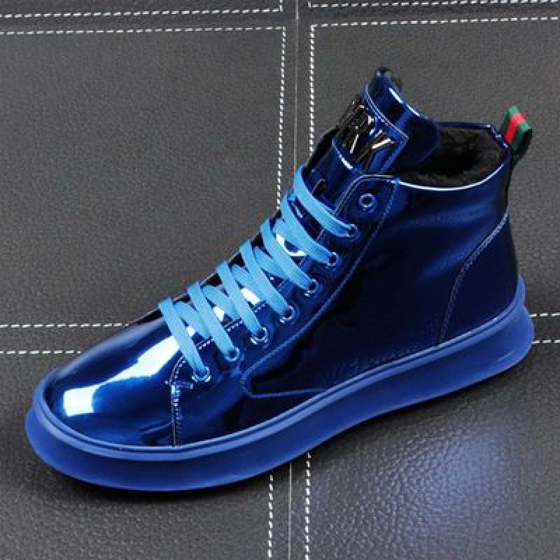 画像3:  Men's Leather lace-up gold hip hop sneakers  shoes  レザーレースアップゴールドスニーカーカジュアル シューズ  (3)
