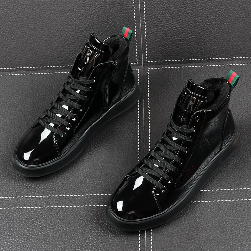 画像5:  Men's Leather lace-up gold hip hop sneakers  shoes  レザーレースアップゴールドスニーカーカジュアル シューズ  (5)