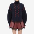 画像1: Women's  waist stitching lace side fashion long-sleeved round neck wild sweater ウエストステッチレースサイドファッション長袖ラウンドネックセータープルオーバー　 (1)