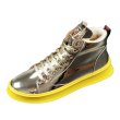 画像1:  Men's Leather lace-up gold hip hop sneakers  shoes  レザーレースアップゴールドスニーカーカジュアル シューズ  (1)