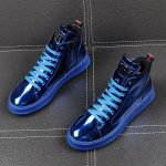 画像6:  Men's Leather lace-up gold hip hop sneakers  shoes  レザーレースアップゴールドスニーカーカジュアル シューズ  (6)