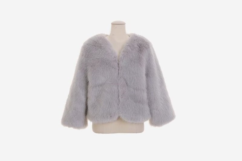 画像7: Women's fox fur grass shirt coat  エコファーショートコートジャケット  (7)