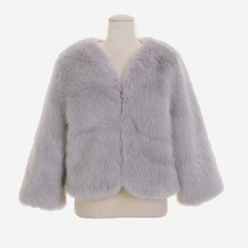 画像5: Women's fox fur grass shirt coat  エコファーショートコートジャケット  (5)
