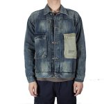 画像1:   Men's washed old military wind tooling denim jacket coat  wash short denim jacket 　男女兼用ユニセックスデニムジャケットGジャン (1)