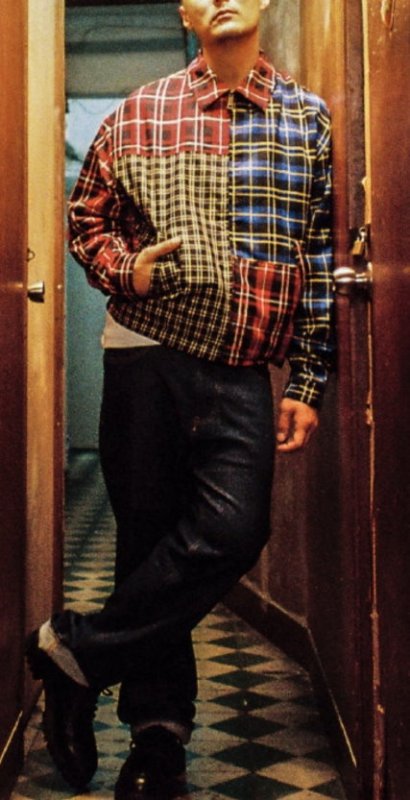 画像5:   Men's contrast color plaid zipper shirt jacket men and women 男女兼用ユニセックス チェック柄ジッパーシャツ　ジャケット　ブルゾン (5)