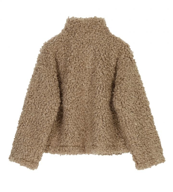 画像2: Women's   imitation lamb hair stitching jacket coat short coat フェイクエコラムファーショートコート ラムファージャケットブルゾン　 (2)