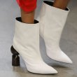 画像13:  women's leather high-heeled pointed sheepskin shaped with a pedal ankle boots キャットウォーク変形ヒールショートブーツシングルブーツアンクルブーティブーツ 　ショートブーツ   (13)