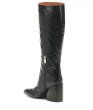 画像6:  women's high heels long boots leather boots 　レザー太目ヒールシンプルロングブーツ (6)