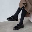 画像6: women's Flat loafers with leather sheepskin fur  shoes　本革レザー＆シープスキンファー付きローファー パンプス (6)