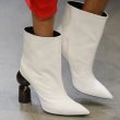 画像10:  women's leather high-heeled pointed sheepskin shaped with a pedal ankle boots キャットウォーク変形ヒールショートブーツシングルブーツアンクルブーティブーツ 　ショートブーツ   (10)