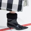 画像6:  women's stiletto with plaid cloth cuffed  boots　チェック＆エナメルアンクルブーティブーツ 　ショートブーツ   (6)