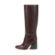 画像13:  women's high heels long boots leather boots 　レザー太目ヒールシンプルロングブーツ (13)