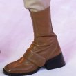 画像10:  women's square head leather  flat boots short boots  レザーベルトフラットブーツマーティンブーツ   (10)