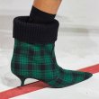 画像8:  women's stiletto with plaid cloth cuffed  boots　チェック＆エナメルアンクルブーティブーツ 　ショートブーツ   (8)