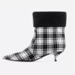 画像2:  women's stiletto with plaid cloth cuffed  boots　チェック＆エナメルアンクルブーティブーツ 　ショートブーツ   (2)