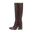 画像11:  women's high heels long boots leather boots 　レザー太目ヒールシンプルロングブーツ (11)