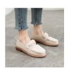 画像5: women's Flat loafers with leather sheepskin fur  shoes　本革レザー＆シープスキンファー付きローファー パンプス (5)