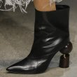 画像9:  women's leather high-heeled pointed sheepskin shaped with a pedal ankle boots キャットウォーク変形ヒールショートブーツシングルブーツアンクルブーティブーツ 　ショートブーツ   (9)