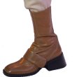画像3:  women's square head leather  flat boots short boots  レザーベルトフラットブーツマーティンブーツ   (3)