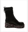 画像1:  women's  Waterproof table Floral lace up Martin boots Short boots レザー防水フローラルヒールレースアップフラット厚底ブーツマーティンブーツ   (1)