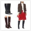 画像2:  women's high heels long boots leather boots 　レザー太目ヒールシンプルロングブーツ (2)