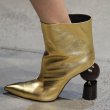 画像1:  women's leather high-heeled pointed sheepskin shaped with a pedal ankle boots キャットウォーク変形ヒールショートブーツシングルブーツアンクルブーティブーツ 　ショートブーツ   (1)