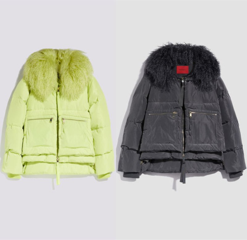 画像7: Women's  short down jacket short coat ビーチウールファー付きダウンジャケットブルゾン  (7)