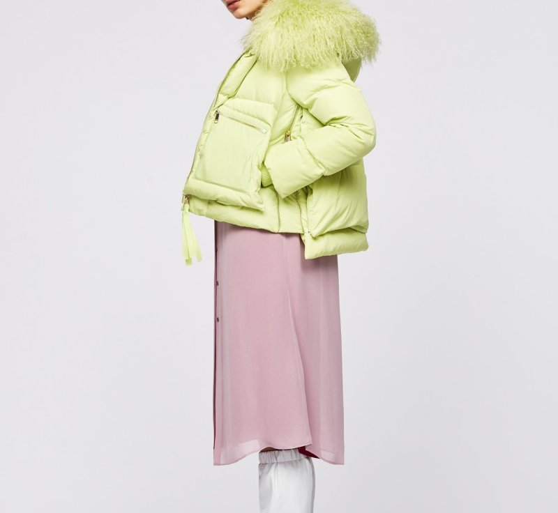画像3: Women's  short down jacket short coat ビーチウールファー付きダウンジャケットブルゾン  (3)