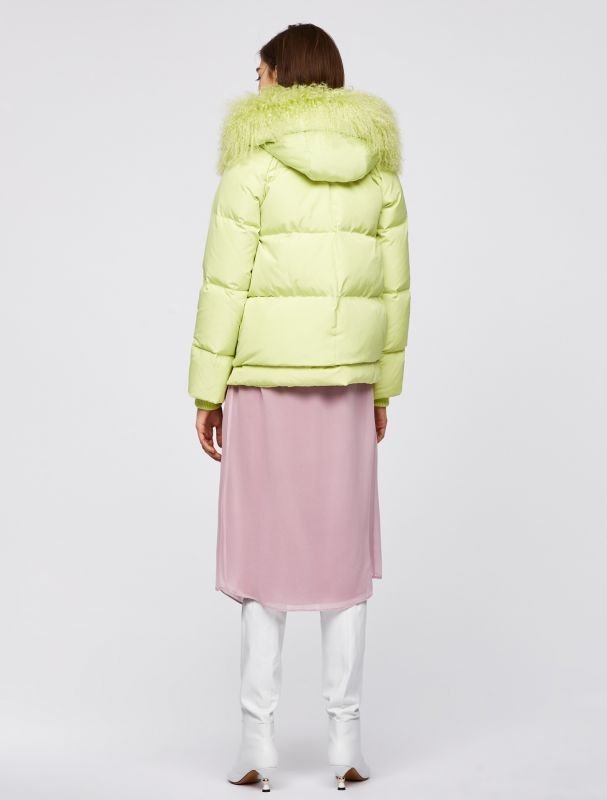 画像6: Women's  short down jacket short coat ビーチウールファー付きダウンジャケットブルゾン  (6)