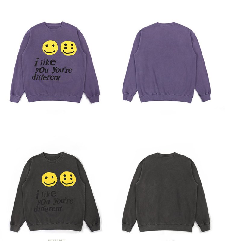 画像4: men's wash water smiley letter printing  sweater sweatshirt ユニセッ クス男女兼用 ダブルスマイルスウェットトレーナー プルオーバ (4)