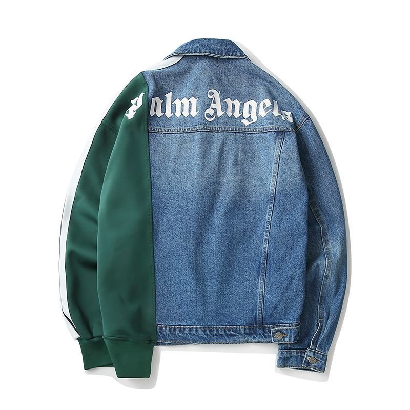 画像3:   Men's  Irregular Mosaic Color Tannin Denim Jacket Retro Washed Contrast Color  denim jacket men and women jacket  男女兼用ユニセックスモザイクカラータンニンデニムジャケットGジャン ジャンバー ブルゾン ジャケット (3)