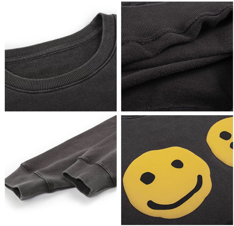 画像5: men's wash water smiley letter printing  sweater sweatshirt ユニセッ クス男女兼用 ダブルスマイルスウェットトレーナー プルオーバ (5)
