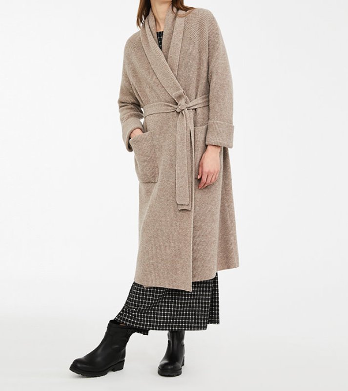 画像5: Women's pure wool bathrobe style lace-up long cardigan  coat  ウールロングカーディガンスタイルコート ジャケット ブルゾン  (5)