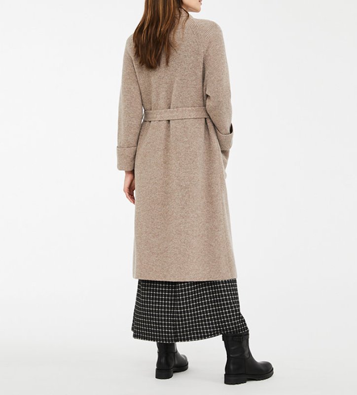 画像4: Women's pure wool bathrobe style lace-up long cardigan  coat  ウールロングカーディガンスタイルコート ジャケット ブルゾン  (4)