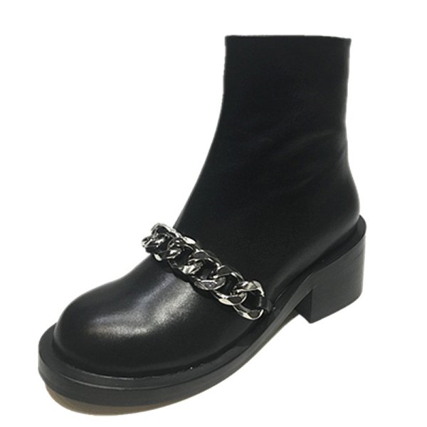 画像1:  women's  chain plus  motorcycle boots single boots Martin boots Short boots レザーチェーン付きブーツマーティンブーツ  バイカーブーツ (1)