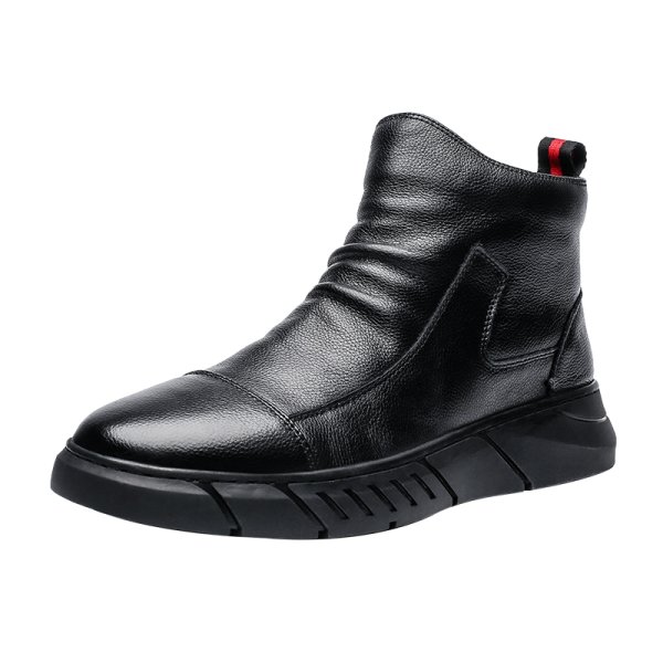 画像1: Men's black leather boots snow boots  Martin boots 　メンズ レザーシンプルマーティンブーツ　スニーカー (1)
