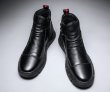 画像2: Men's black leather boots snow boots  Martin boots 　メンズ レザーシンプルマーティンブーツ　スニーカー (2)