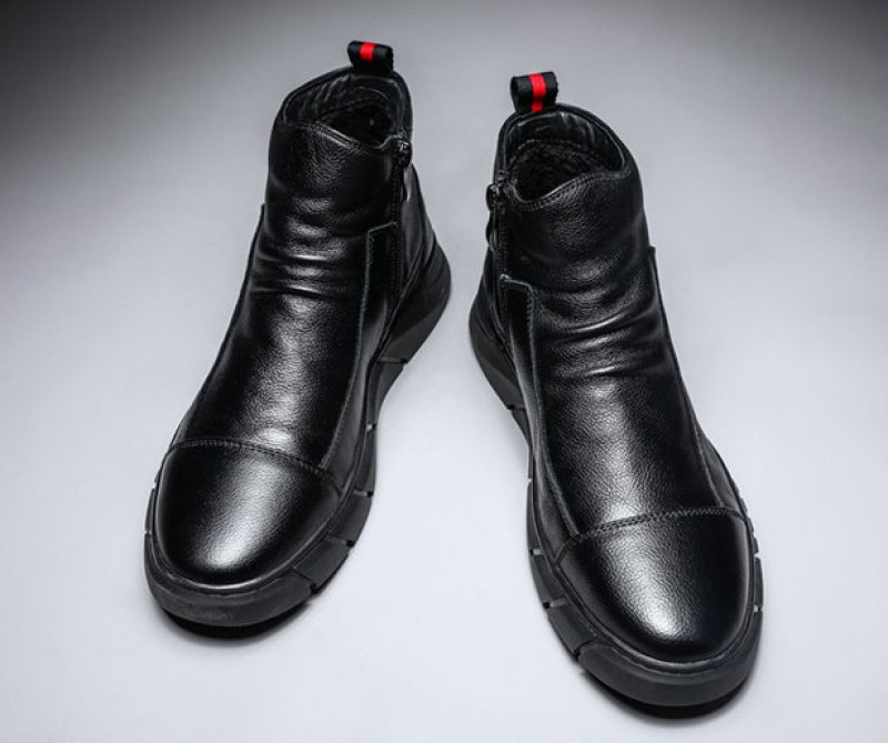 画像2: Men's black leather boots snow boots  Martin boots 　メンズ レザーシンプルマーティンブーツ　スニーカー (2)