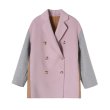 画像6: Women's artificial hand stitching pink color matching casual short double-sided coat   Jacket ウールダブルコート ジャケット ブルゾン　 (6)