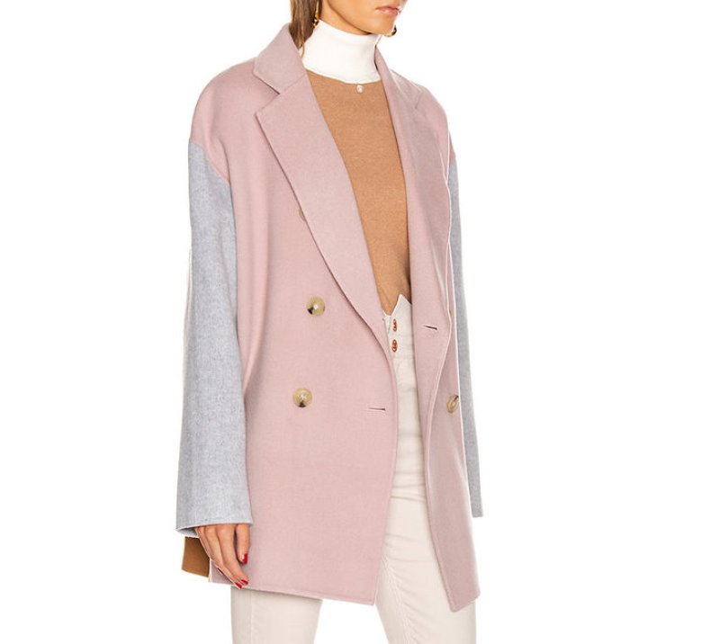 画像2: Women's artificial hand stitching pink color matching casual short double-sided coat   Jacket ウールダブルコート ジャケット ブルゾン　 (2)
