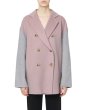 画像4: Women's artificial hand stitching pink color matching casual short double-sided coat   Jacket ウールダブルコート ジャケット ブルゾン　 (4)