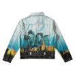 画像4:   Men's dragon hand-painted direct spray gjacket 　男女兼用ユニセックドラゴンスプレーデニムGジャケット　ジャンバー　ブルゾン　 (4)